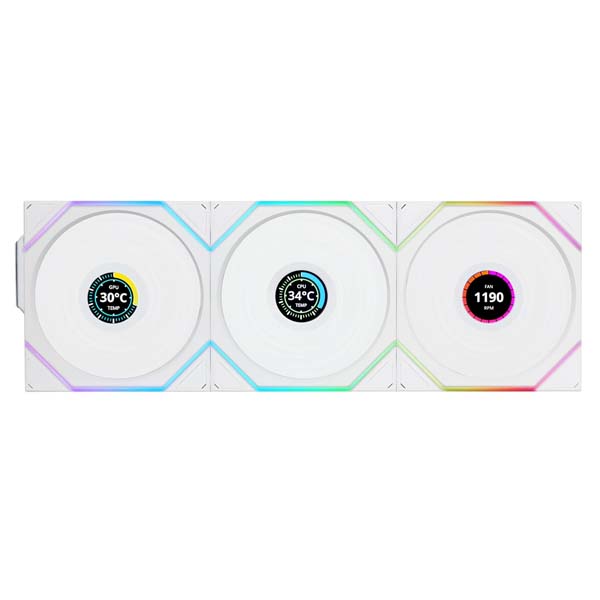 Lian Li UNI Fan TL LCD Wireless 120 Triple Pack Reverse Blade Fan (White)