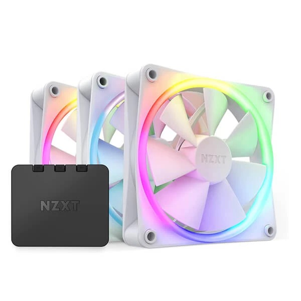 NZXT F120 RGB 120mm White Cabinet Fan With RGB Controller (Triple Pack)