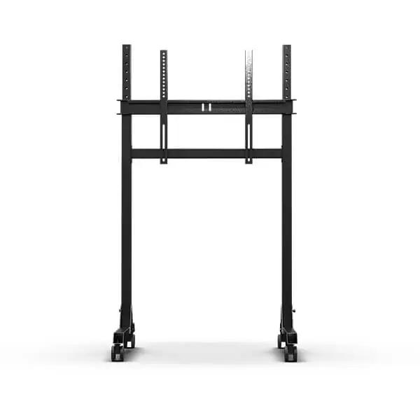 Universally designed vesa mounting range to allow support for largest range of tv sizes Solid and rigid design that supports 24”- 85” monitors Lockable wheel castors allow portability as well as quick and easy adjustment to find the right distance position Built to last by using matte black carbon steel Solid and rigid design that Supports 24”- 85” monitors Universally designed VESA mounting range to allow support for largest range of TV sizes Wider design allows the monitor to be placed directly behind the wheel or further away if preferred Lockable wheel castors allow portability as well as quick and easy adjustment All forms of adjustment including angle
