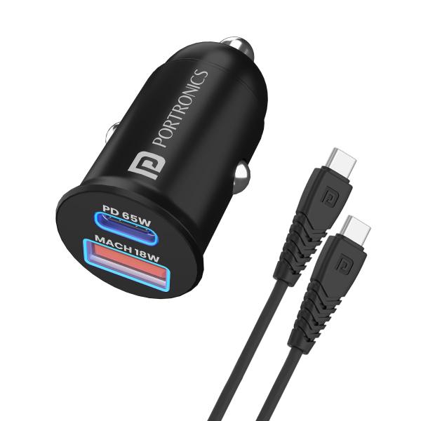Portronics Car Power 65 Dual Output Fast Car Charger