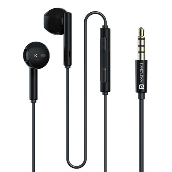 Portronics Conch Theta A 3.5mm Earphone With HD Quality In-Line Mic