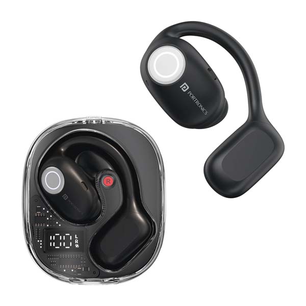 Portronics Harmonics Twins 30 Over Ear OWS Smart Wireless Earbuds (Black)