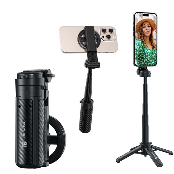 Portronics Lumistick Snap Magnetic Selfie Stick with Quadripod Stand