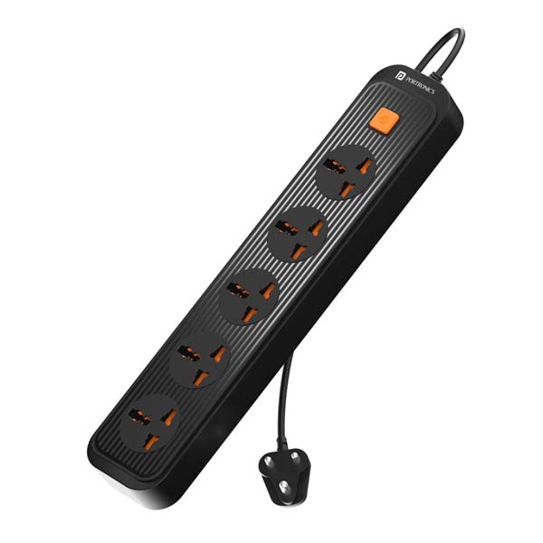 Portronics Power Plate 13 Extension Board with 4 Universal Sockets (Black)