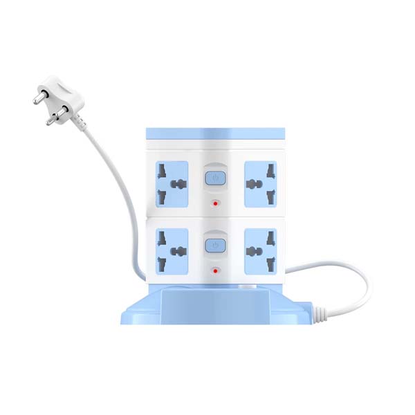 Portronics Power Plate 9 with 3 USB Ports + 8 Power Sockets Extension Board (Blue)