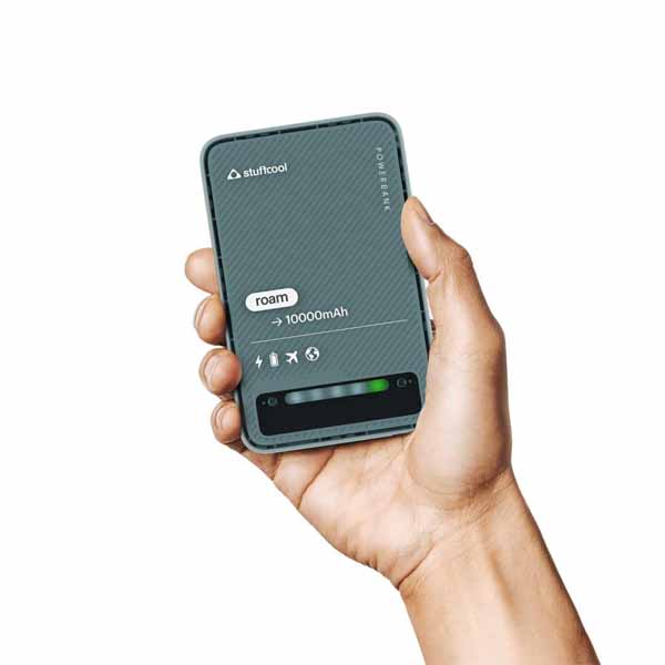 Stuffcool Roam 10000mAh Compact Powerbank with 20W Type C Output Charges iPhone 50% in 30 mins and 22.5W Fast Charging