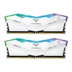 TEAMGROUP T-Force Delta RGB DDR5 32GB Kit (2x16GB) 7200MHz CL34 Desktop Memory Module Ram (White)