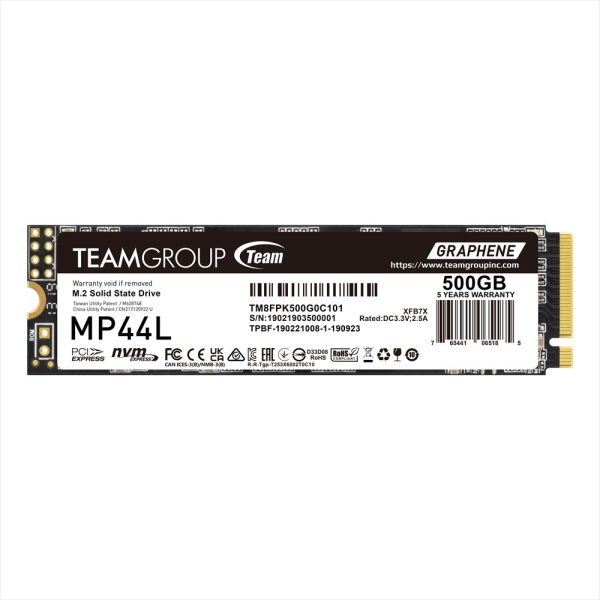 Team Group MP44L M.2 2280 500GB PCIe 4.0 x4 with NVMe 1.4 Internal SSD