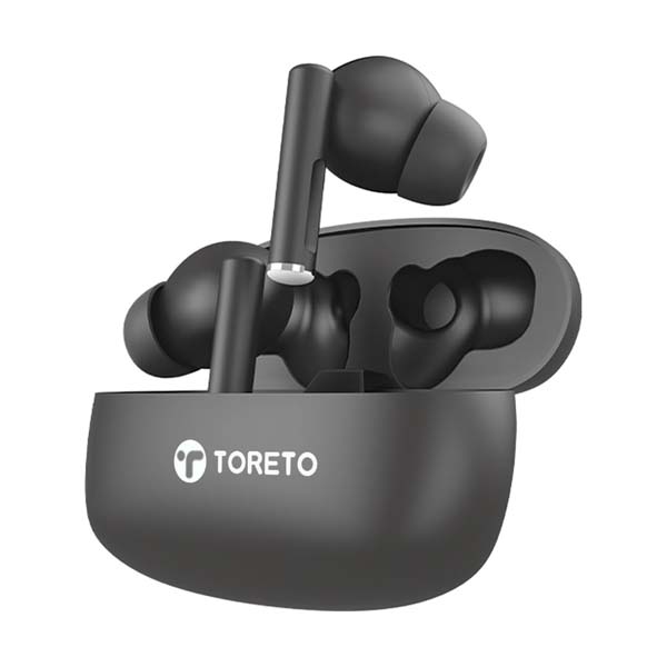 Toreto Air Tune TWS Wireless Earbuds Quad Mic Enc (Black)