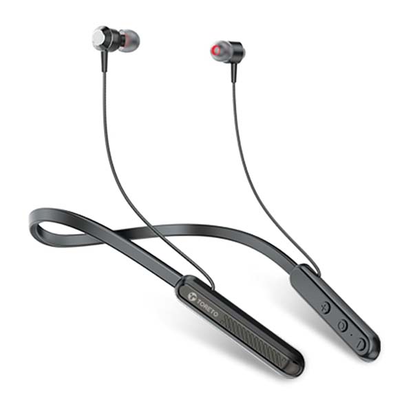 Toreto Alpha Neo Wireless Earphone Bluetooth Neckband with ENC Mic (Black)