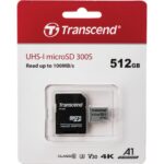 Transcend microSD Card SDHC 300S 512GB with SD Adapter - Image 2