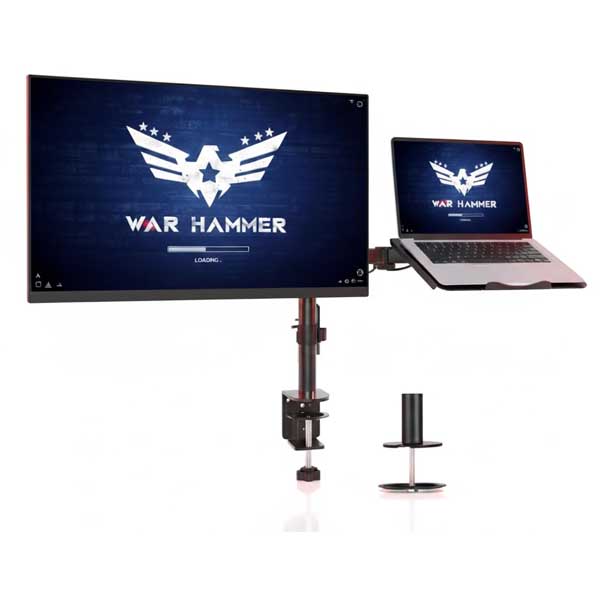 WAR HAMMER Heavy Duty Pro Series Monitor Stand with Laptop Tray