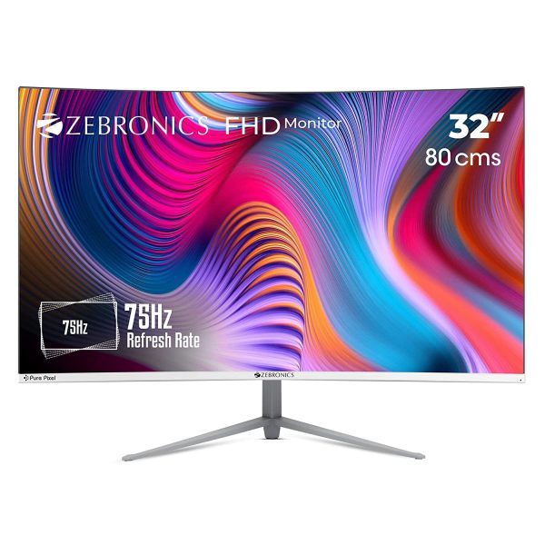 ZEBRONICS Zeb-AC32FHD LED Curved 75Hz 80Cm (32") (81.28 Cm) 1920x1080 Pixels FHD Resolution Monitor with HDMI + VGA Dual Input