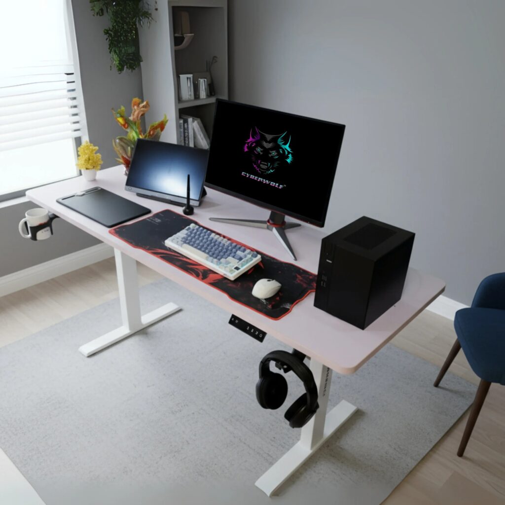 Cyberwolf Hydraulic Gaming Table Regular (1100mm x 600mm) White
